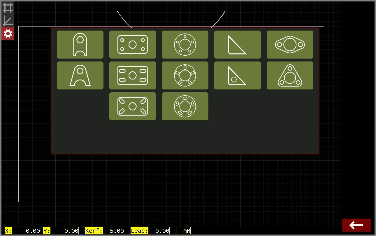 The Plus controller's shape library showing twelve parametric templates