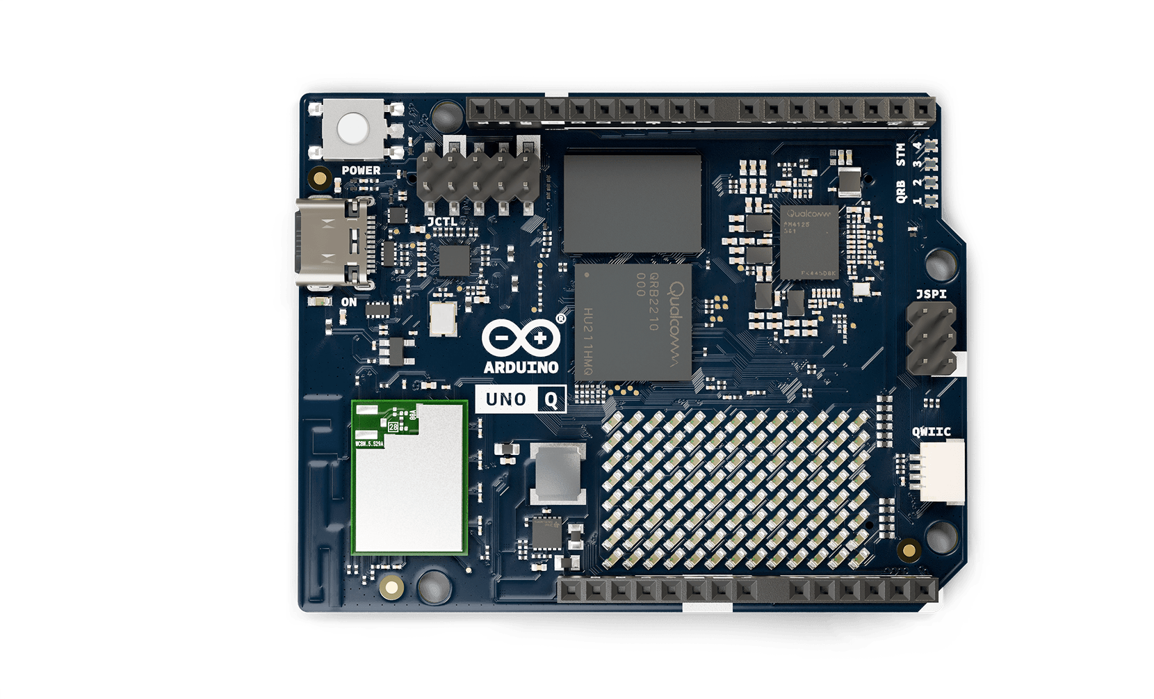Top view of the Arduino UNO Q development board