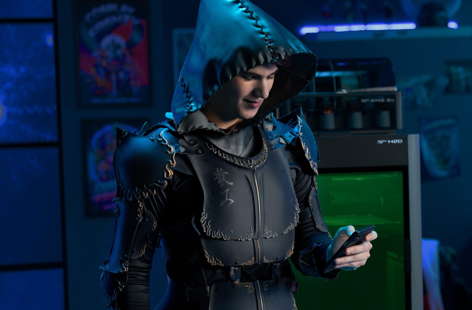 A mixed-process armor project shown with the Bambu Lab H2D in the official launch announcement