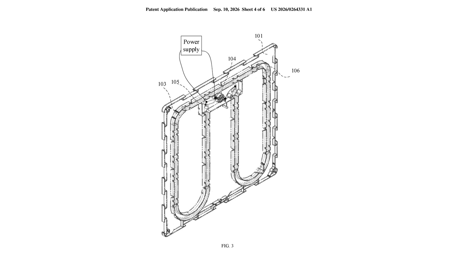 Patent drawing of the heated bed body from US 2026/0264331 A1