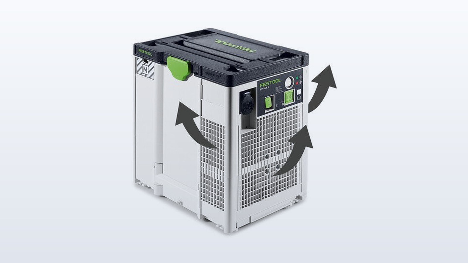 Festool SYS-AIR air filter in a Systainer next to a CT dust extractor