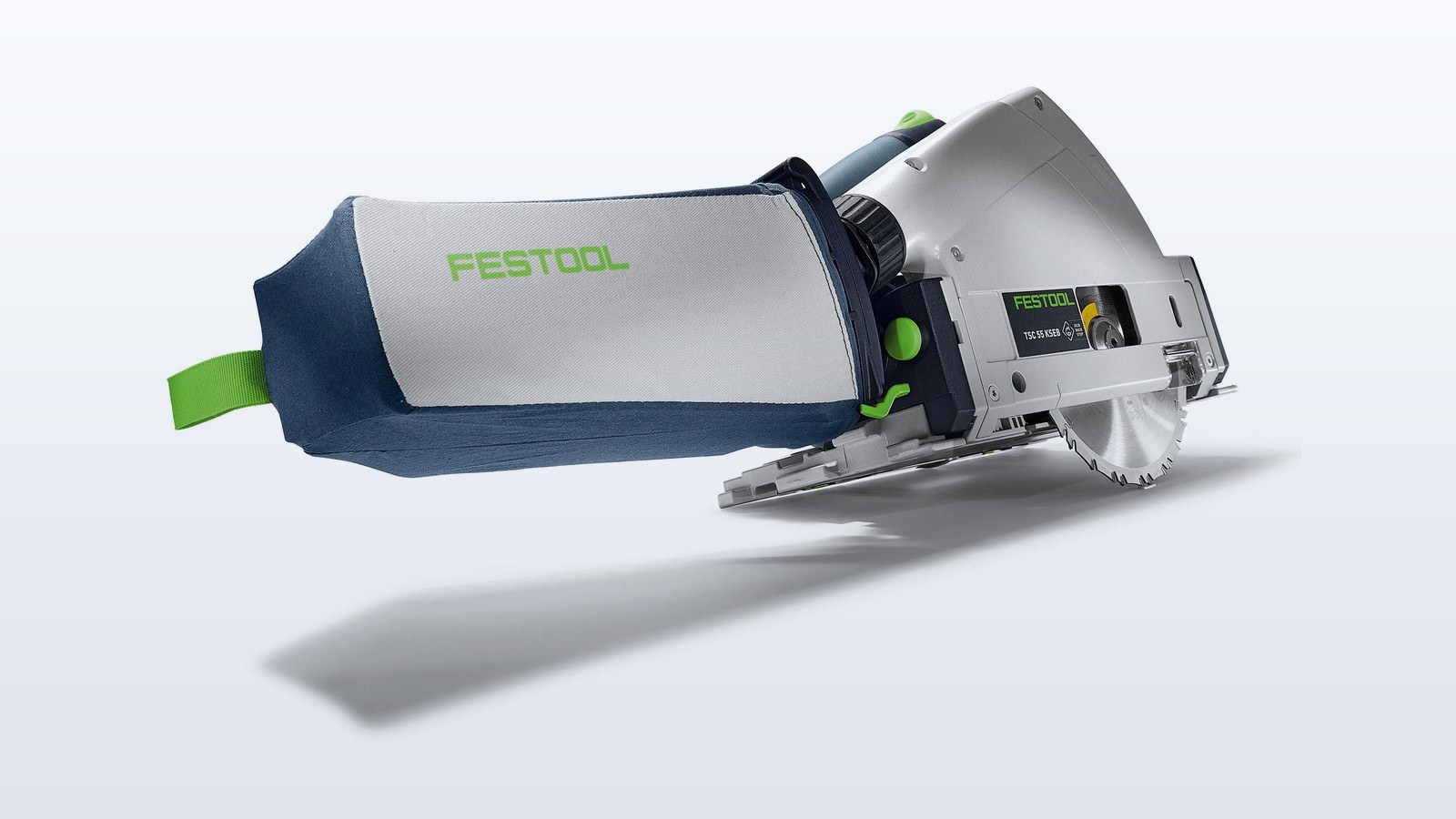 Festool TSC 55 KS cordless track saw on a guide rail