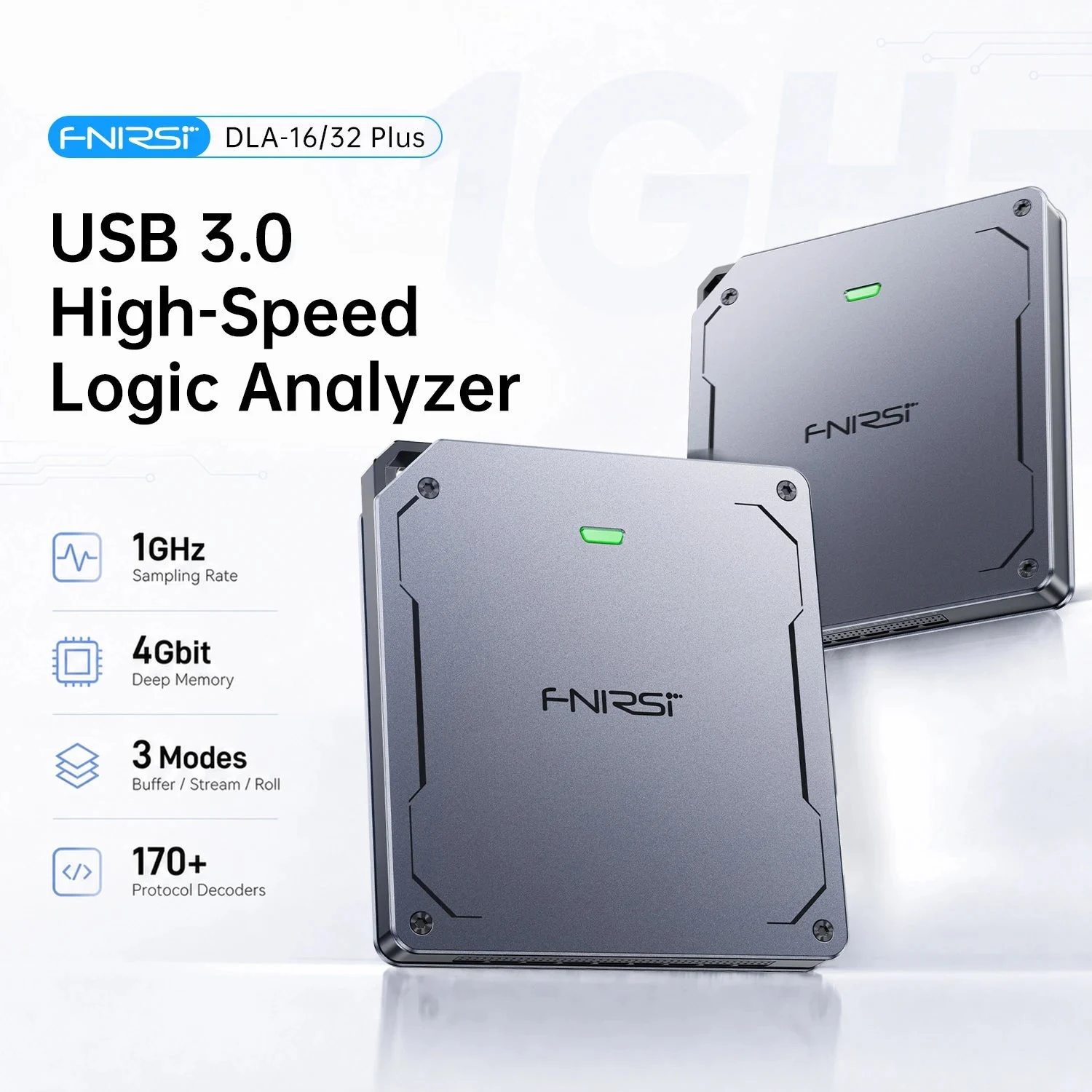 FNIRSI DLA-16 and DLA-32 Plus feature graphic