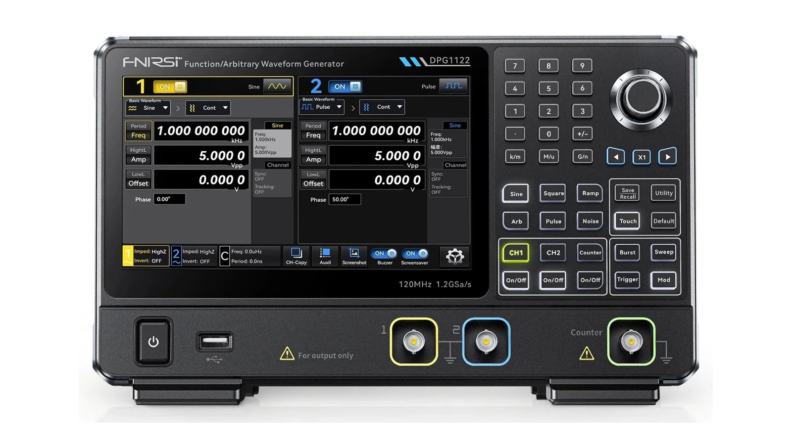 FNIRSI DPG1122 waveform generator with its accessories