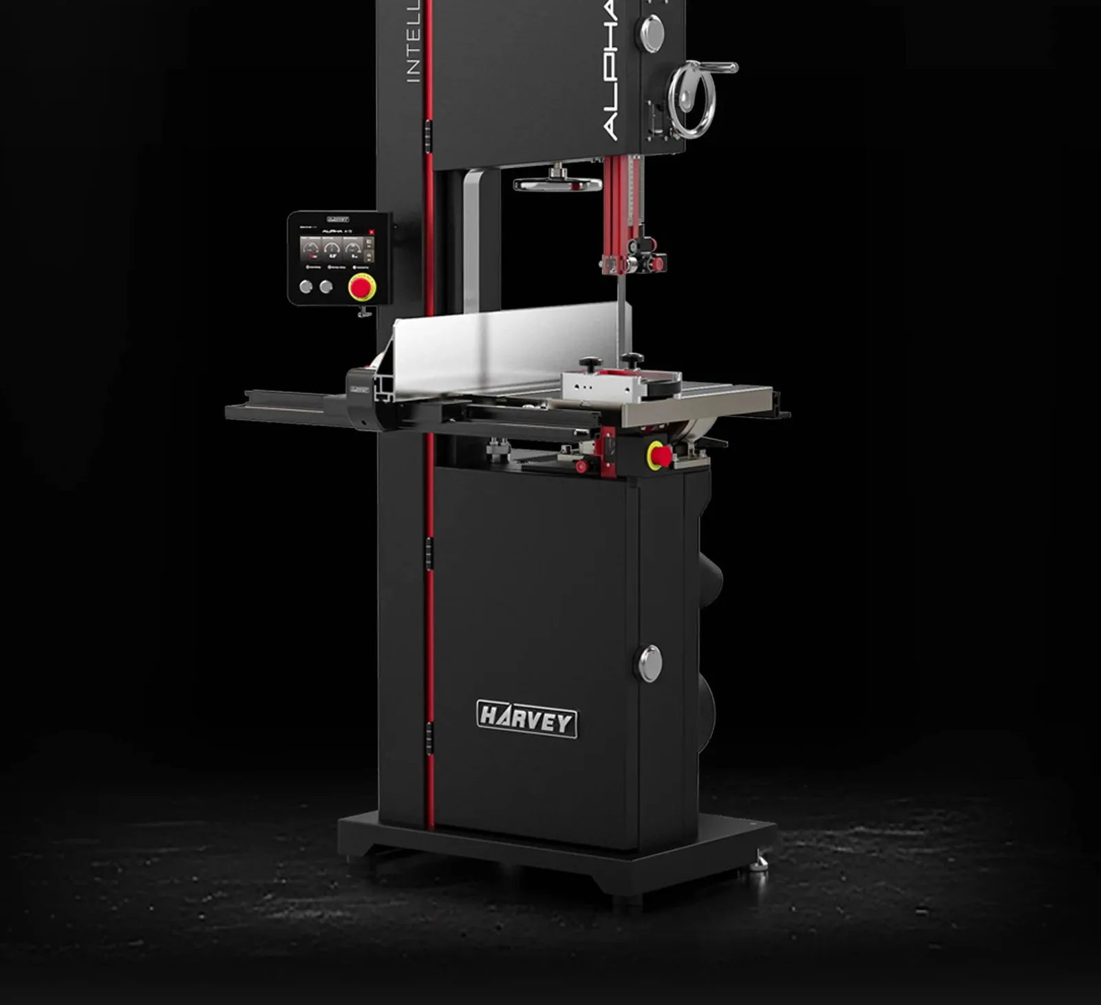 The Harvey Alpha A-15 bandsaw with its touchscreen at the upper left