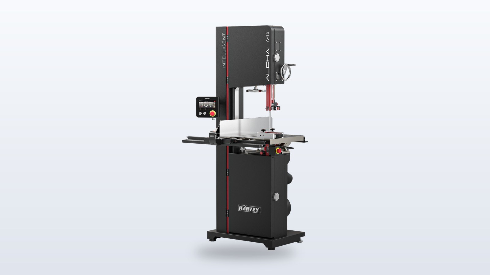 Harvey Alpha A-15 15-inch bandsaw with its touchscreen panel
