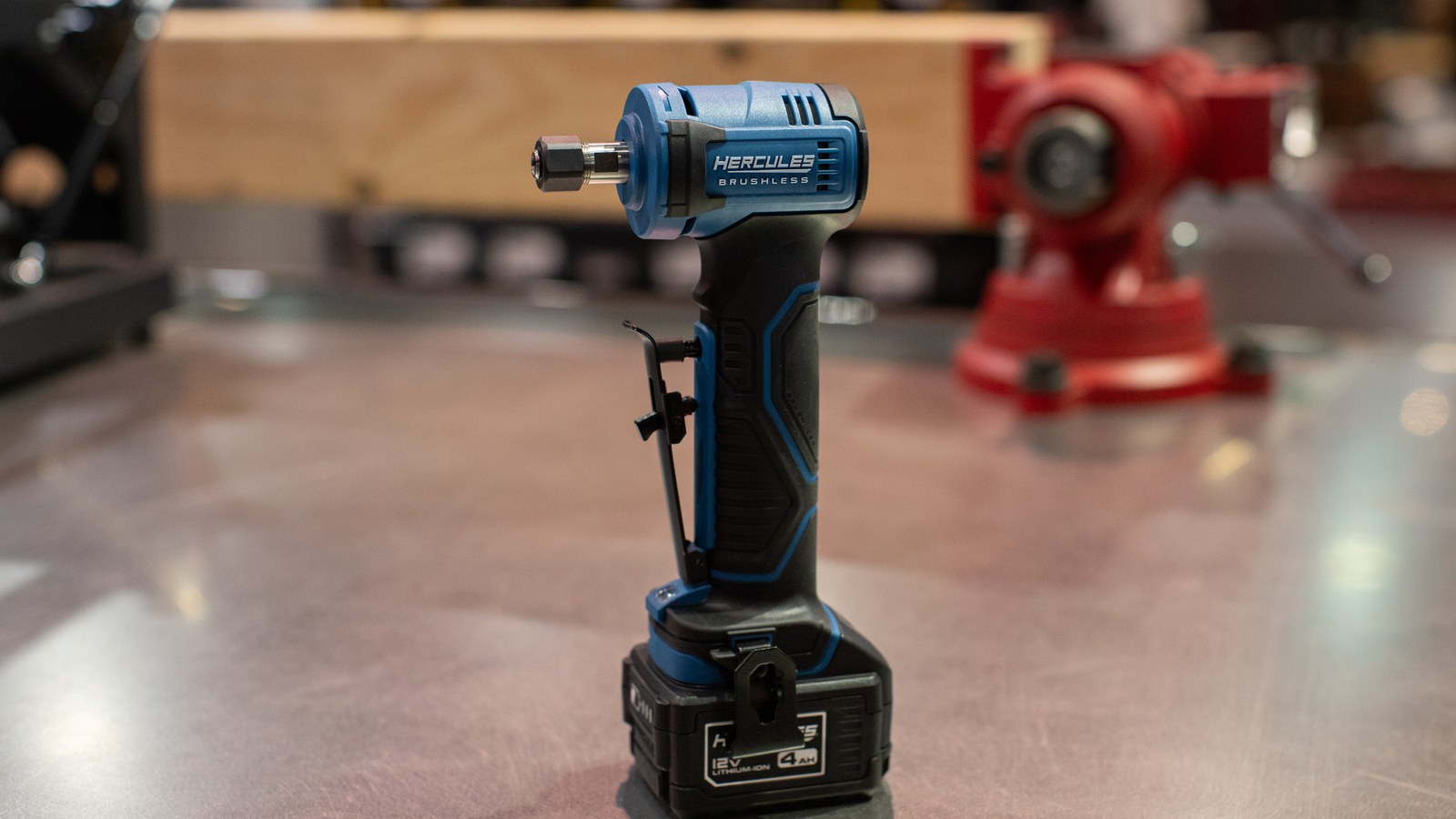 HERCULES brushless 12-volt angle die grinder shown at SEMA