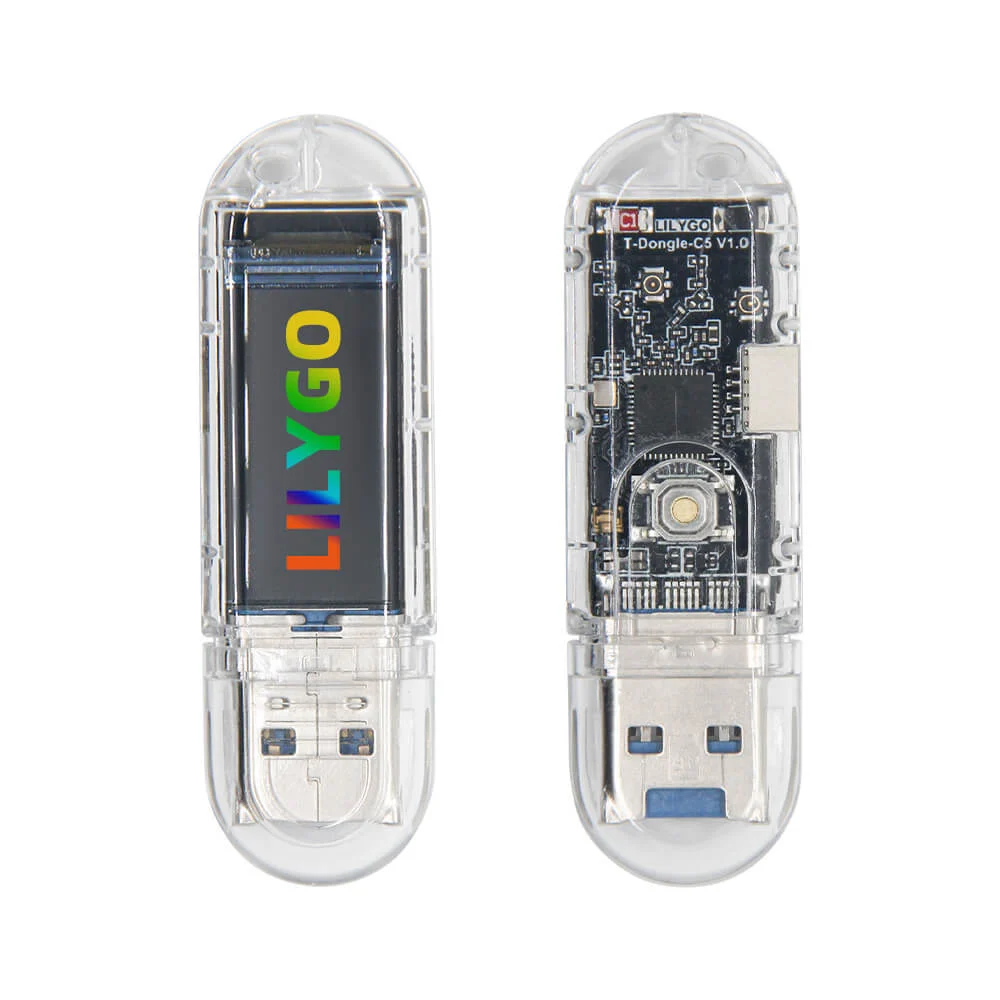 LILYGO T-Dongle-C5 with and without its display