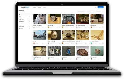 Makera Studio's project library shown on a laptop screen