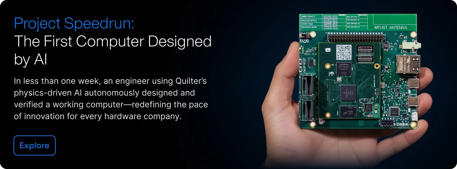 Quilter marketing photo of a populated board held in a hand