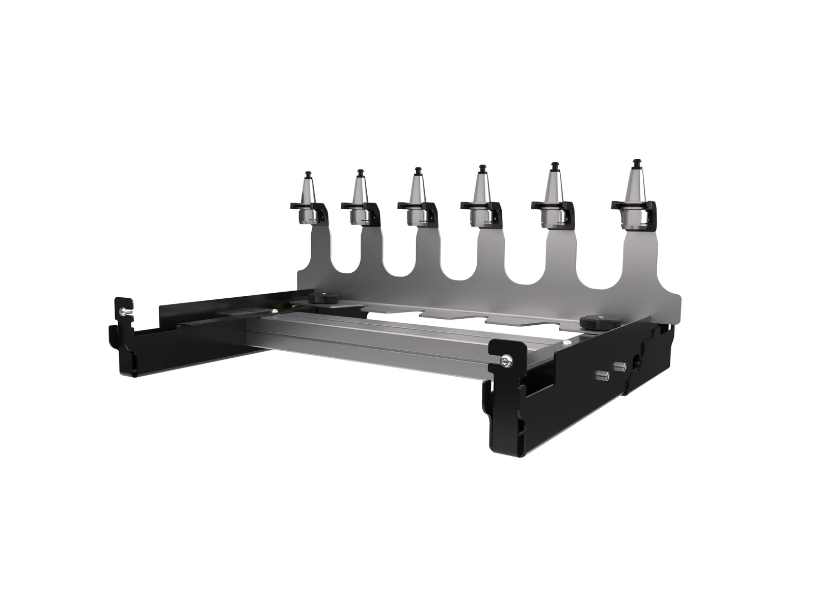 The 6-tool rack on its own, with tool holders in a row