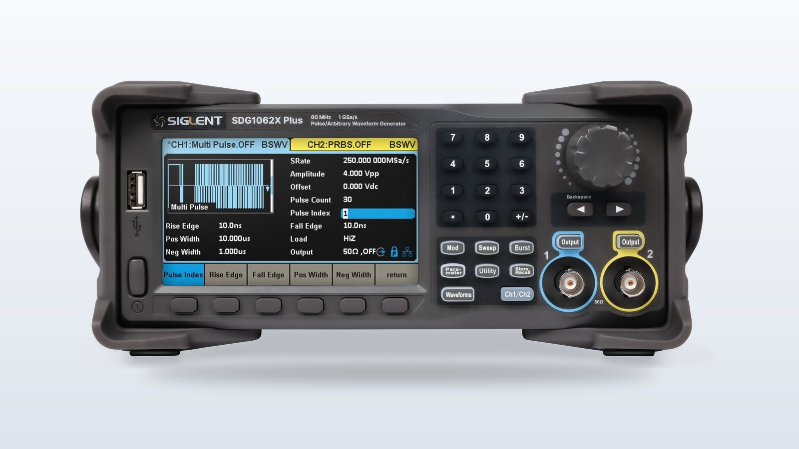 Siglent SDG1000X Plus function and arbitrary waveform generator with its 4.3-inch display