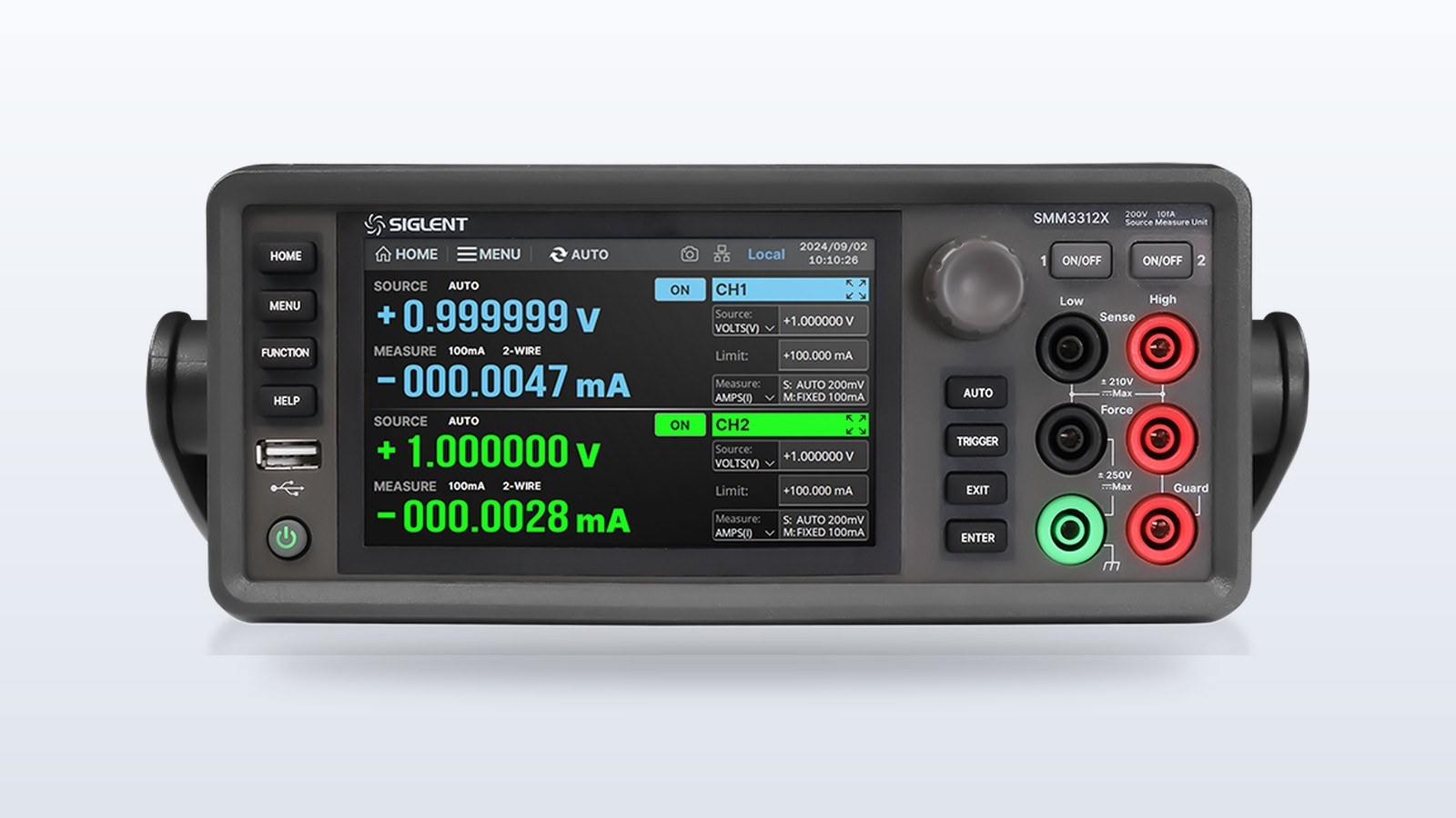 Siglent SMM3000X series source-measure unit with its 5-inch touchscreen