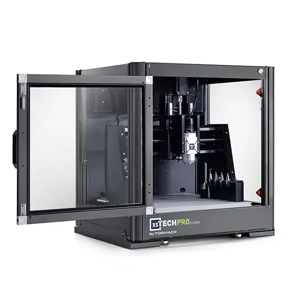 The xsTECH Pro with its door open and the cutting area visible