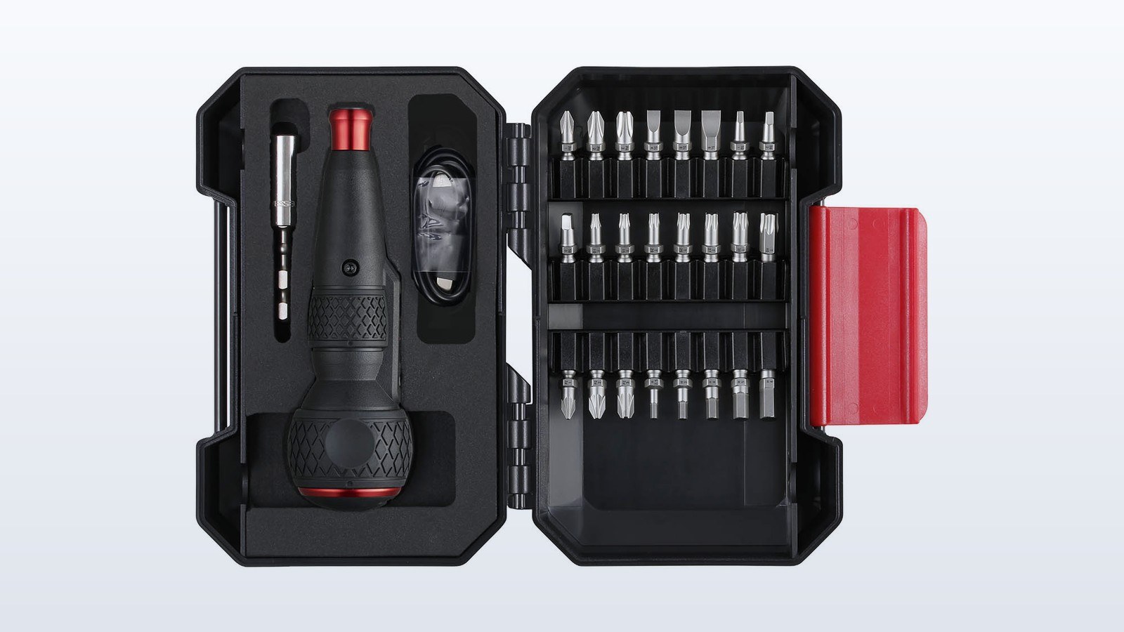 Vessel e-ASSIST 220USBC25U electric screwdriver and 24 bits in its open case