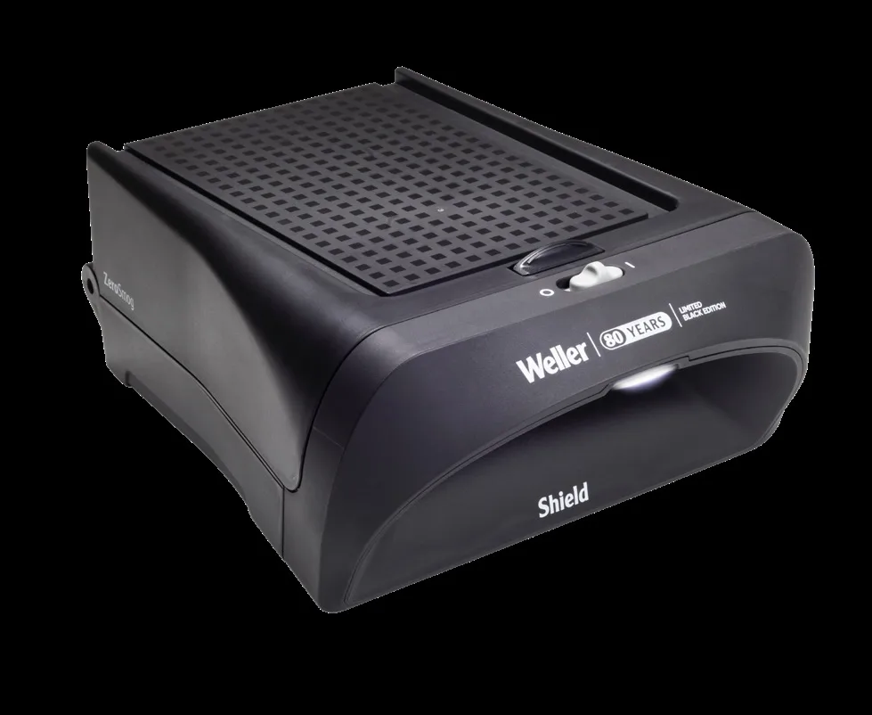 The black ZeroSmog Shield fume extractor in its Black Edition finish