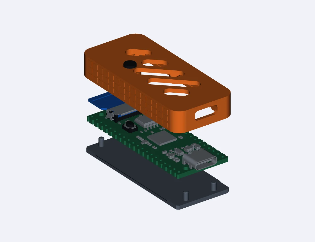 YuzukiNeko exploded view of the 3D-printable shell