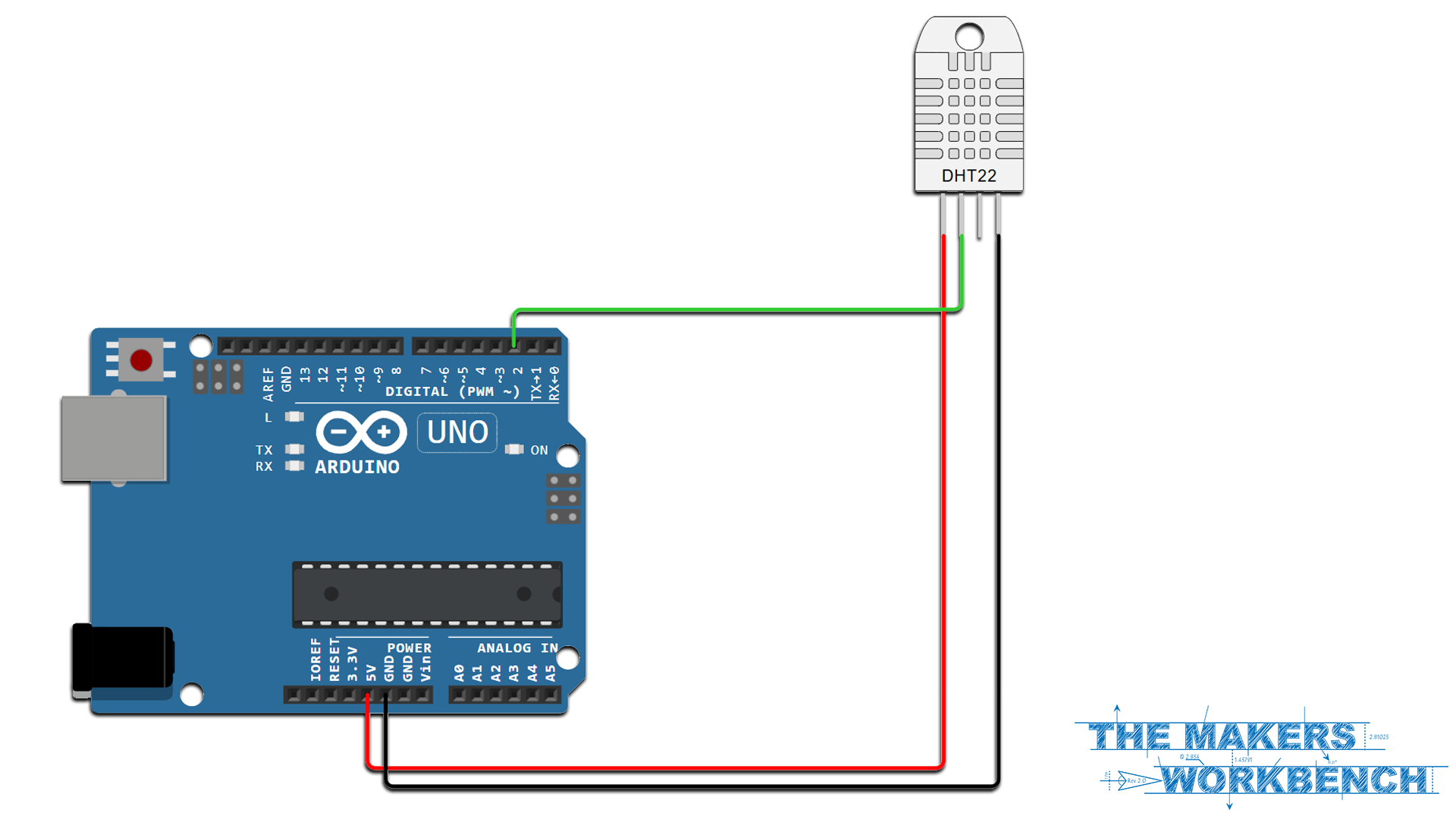 Arduino Uno and DHT22 Wiring Diagram