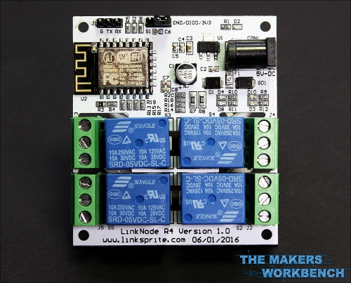 LinkNode R4 ESP8266 4-channel relay board, top view