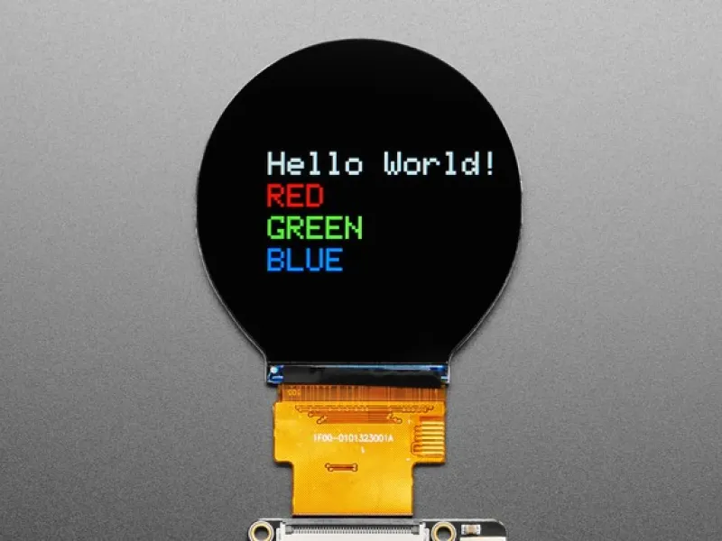Adafruit Qualia ESP32-S3 display controller connected to a round TFT