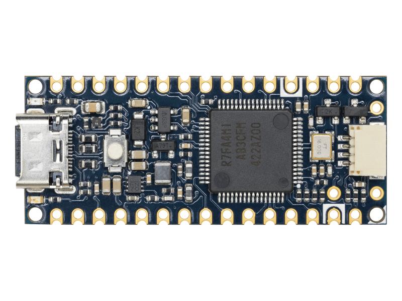 Top view of the Arduino Nano R4 development board