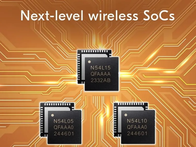 Official Nordic Semiconductor image of the nRF54L15, nRF54L10, and nRF54L05 wireless SoCs