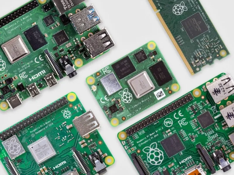 Several Raspberry Pi boards representing the hardware targets for custom software images