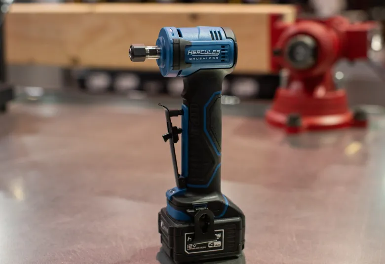 HERCULES brushless 12-volt angle die grinder shown at SEMA