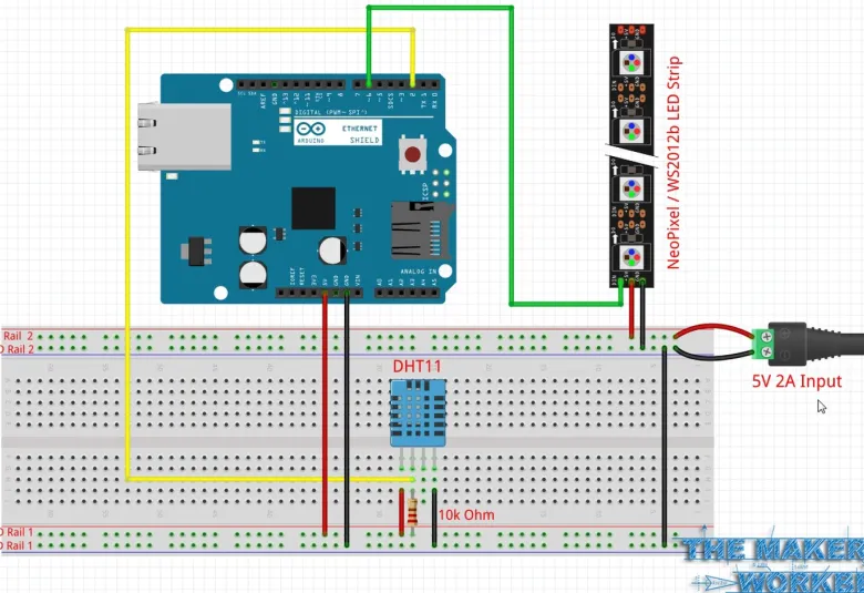 DHT11 Based Temperature Monitoring with NeoPixels