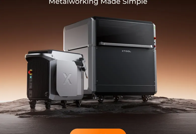 xTool MetalFab laser welder and CNC cutting system in a workshop