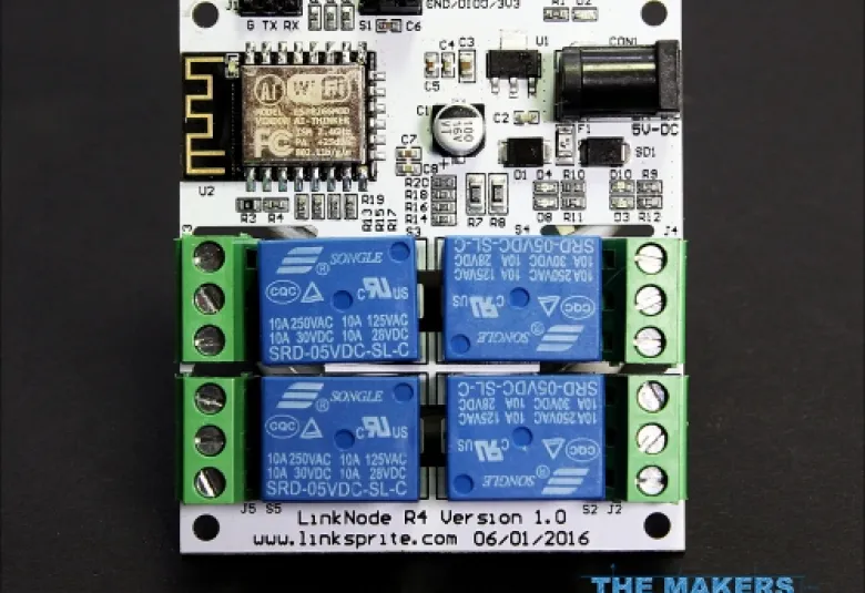 LinkNode R4 ESP8266 4-channel relay board, top view