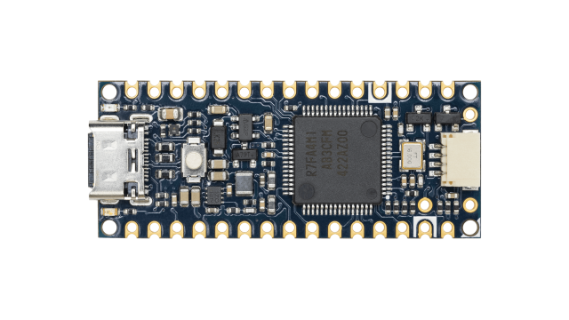 Top view of the Arduino Nano R4 development board