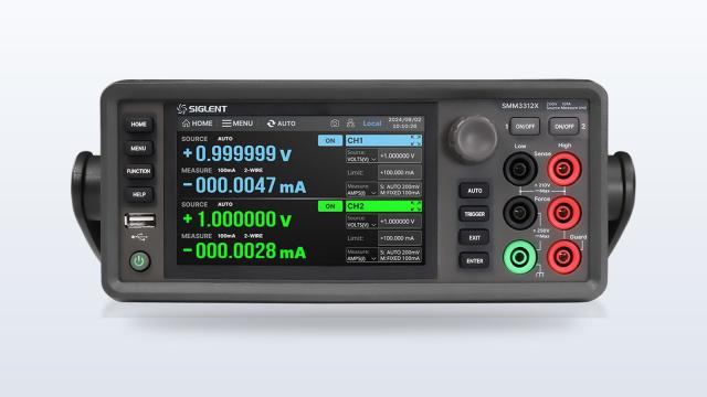 Siglent SMM3000X series source-measure unit with its 5-inch touchscreen