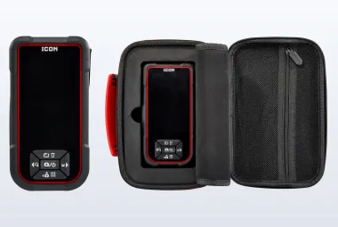 ICON handheld inspection camera with a red-trimmed 4.3 inch screen and control buttons