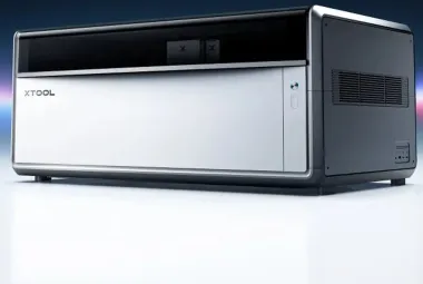 xTool X1 laser machine on a reflective white surface