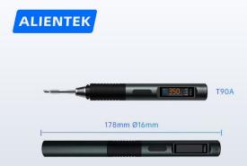 ALIENTEK T90A soldering iron with its 178 mm by 16 mm dimensions marked