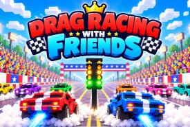 Drag Racing With Friends voxel cars at the starting line