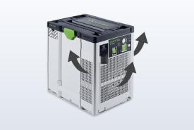 Festool SYS-AIR air filter in a Systainer next to a CT dust extractor