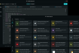 Arduino App Lab with the Examples window open over an App