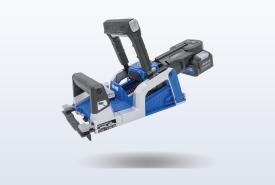 Kreg Rebel cordless pocket-hole joiner clamped to a board