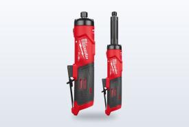 Milwaukee M12 FUEL straight die grinder with a red and black body