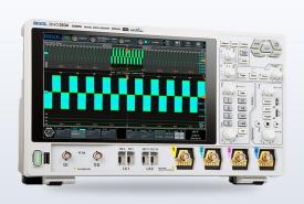 Rigol MHO2000 mixed-signal oscilloscope displaying several waveforms