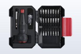 Vessel e-ASSIST 220USBC25U electric screwdriver and 24 bits in its open case