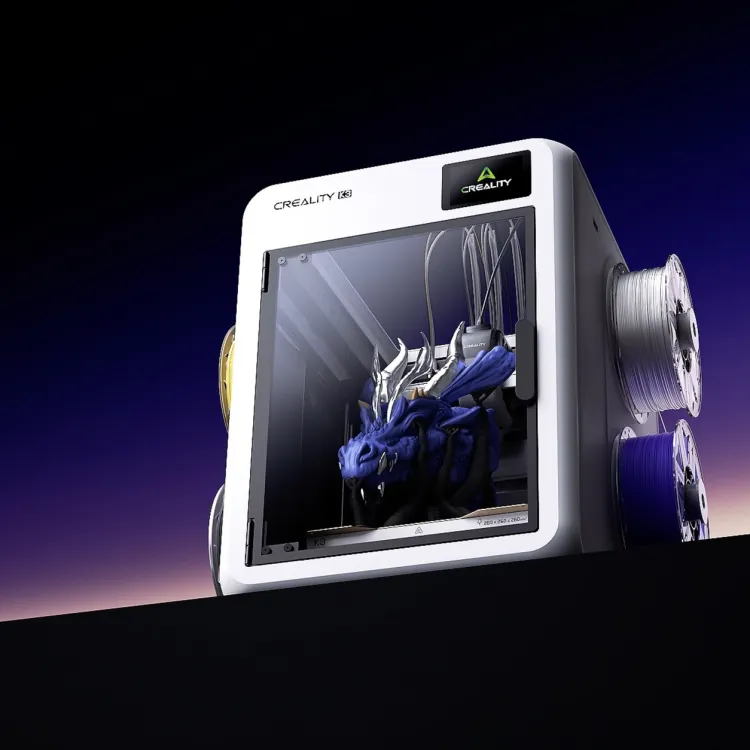 Creality K3 printer shown on a gradient background
