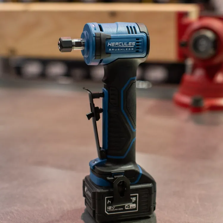 HERCULES brushless 12-volt angle die grinder shown at SEMA