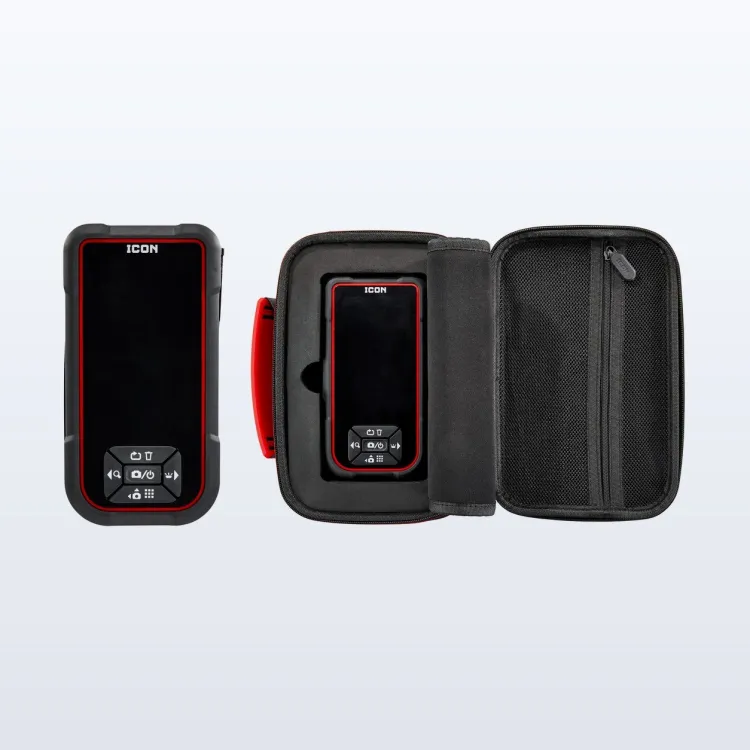 ICON handheld inspection camera with a red-trimmed 4.3 inch screen and control buttons