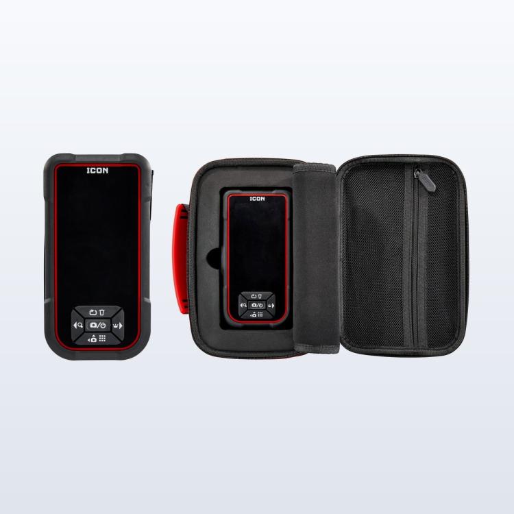 ICON handheld inspection camera with a red-trimmed 4.3 inch screen and control buttons