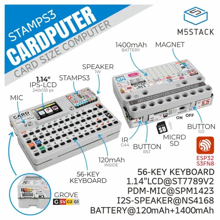 M5Stack Introduces Cardputer, a Credit-Card-Sized ESP32-S3 Computer With a Keyboard