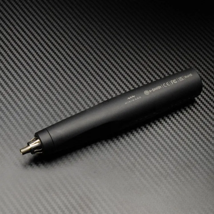 MINIWARE AirGo 140 pen-shaped hot-air gun resting on its small stand