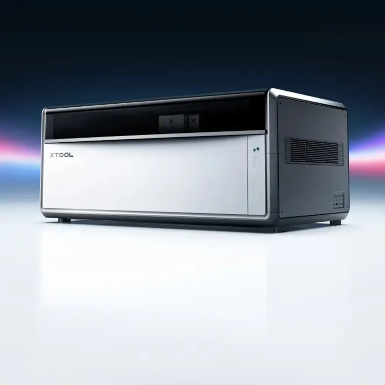 xTool X1 laser machine on a reflective white surface